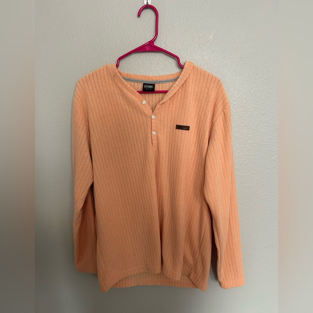 Vintage Coral Ribbed Henley Sweater - Picture 4 of 6